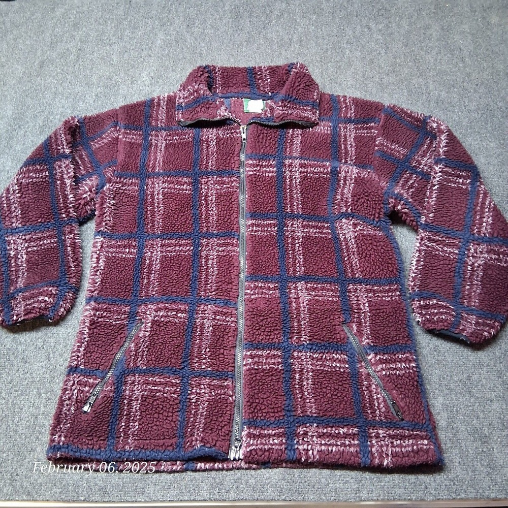 Vintage Cabelas for Women Coatigan Fleece Size Large Maroon Full Zip